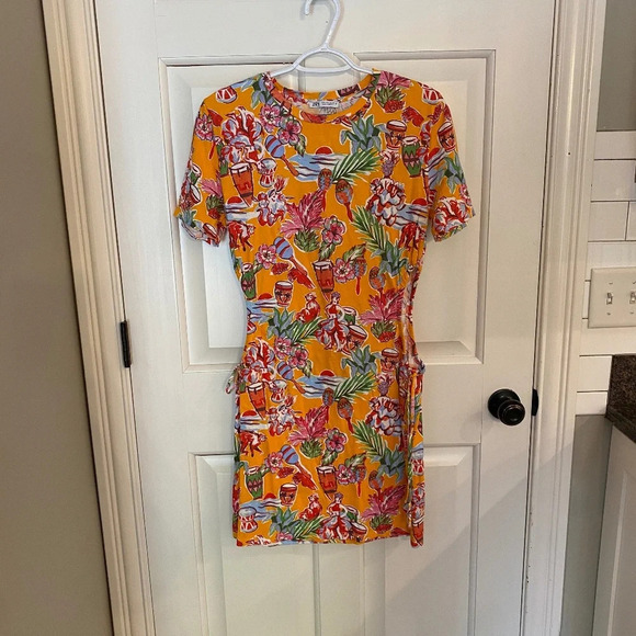 ZARA Tropical Dress with waist cutout maraca drum print 33695 - Picture 6 of 15
